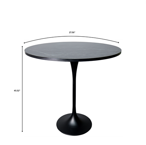 Verve Bar Height Dining Table with Round MDF/Sintered Stone/Resin Top & Black Stainless Steel Base