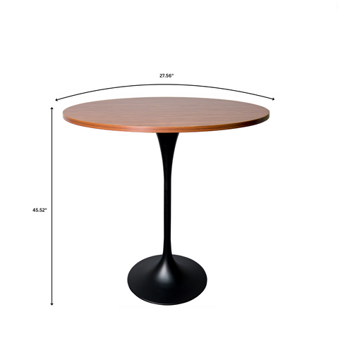 Verve Bar Height Dining Table with Round MDF/Sintered Stone/Resin Top & Black Stainless Steel Base