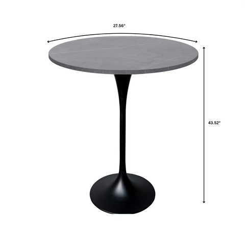 Verve Bar Height Dining Table with Round MDF/Sintered Stone/Resin Top & Black Stainless Steel Base