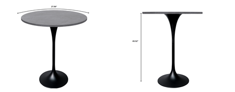 Verve Bar Height Dining Table with Round MDF/Sintered Stone/Resin Top & Black Stainless Steel Base