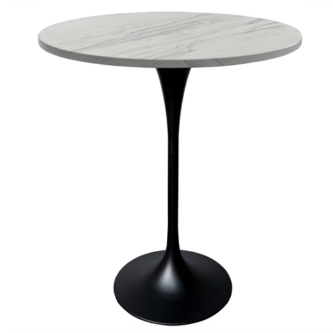 Verve Bar Height Dining Table with Round MDF/Sintered Stone/Resin Top & Black Stainless Steel Base