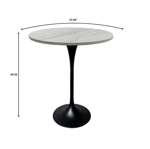 Verve Bar Height Dining Table with Round MDF/Sintered Stone/Resin Top & Black Stainless Steel Base