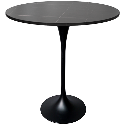 Verve Bar Height Dining Table with Round MDF/Sintered Stone/Resin Top & Black Stainless Steel Base