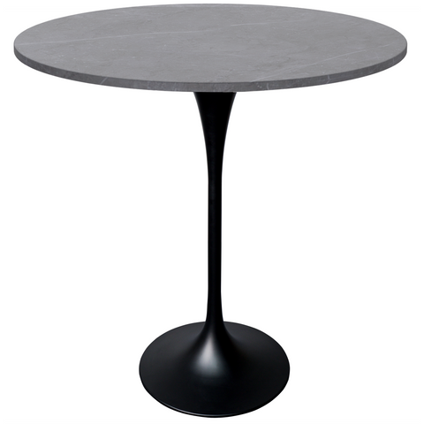 Verve Bar Height Dining Table with Round MDF/Sintered Stone/Resin Top & Black Stainless Steel Base