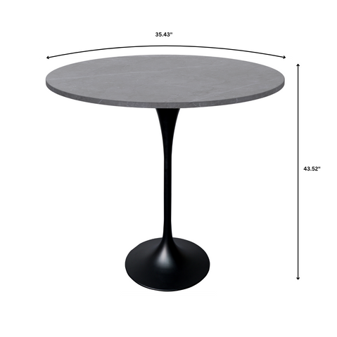 Verve Bar Height Dining Table with Round MDF/Sintered Stone/Resin Top & Black Stainless Steel Base