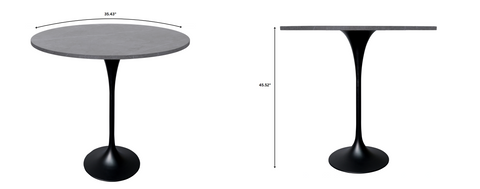 Verve Bar Height Dining Table with Round MDF/Sintered Stone/Resin Top & Black Stainless Steel Base