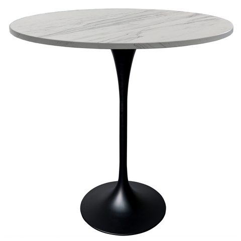 Verve Bar Height Dining Table with Round MDF/Sintered Stone/Resin Top & Black Stainless Steel Base