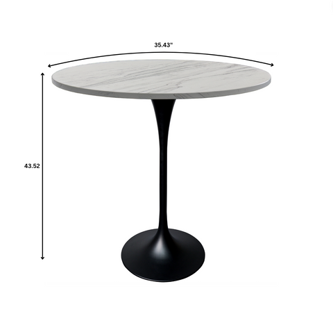 Verve Bar Height Dining Table with Round MDF/Sintered Stone/Resin Top & Black Stainless Steel Base