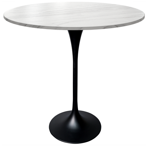 Verve Bar Height Dining Table with Round MDF/Sintered Stone/Resin Top & Black Stainless Steel Base