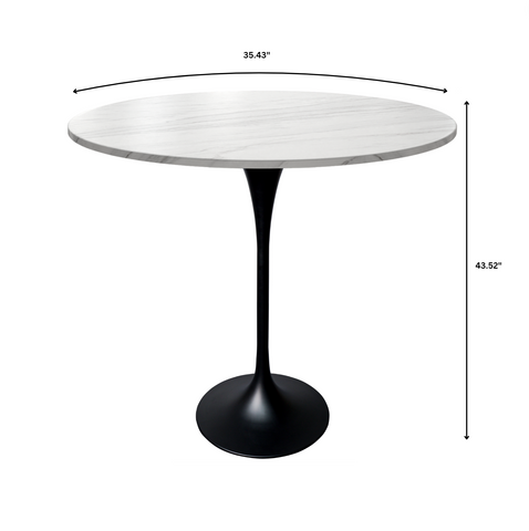 Verve Bar Height Dining Table with Round MDF/Sintered Stone/Resin Top & Black Stainless Steel Base