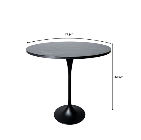 Verve Bar Height Dining Table with Round MDF/Sintered Stone/Resin Top & Black Stainless Steel Base