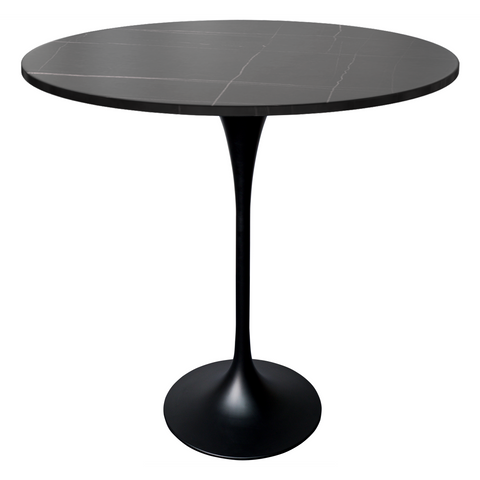 Verve Bar Height Dining Table with Round MDF/Sintered Stone/Resin Top & Black Stainless Steel Base