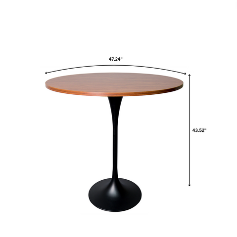 Verve Bar Height Dining Table with Round MDF/Sintered Stone/Resin Top & Black Stainless Steel Base