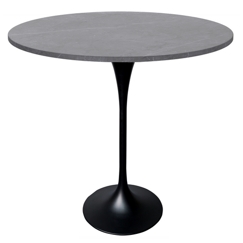 Verve Bar Height Dining Table with Round MDF/Sintered Stone/Resin Top & Black Stainless Steel Base
