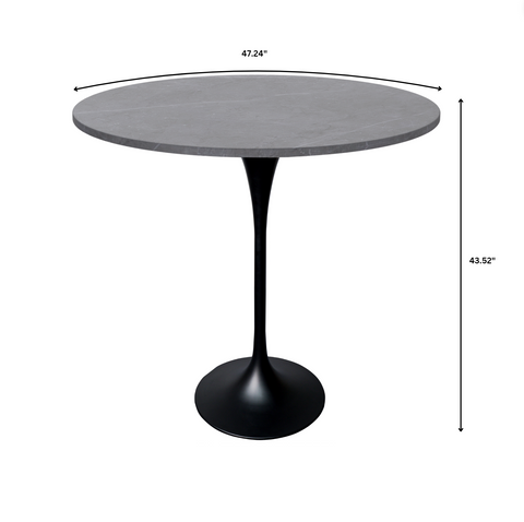 Verve Bar Height Dining Table with Round MDF/Sintered Stone/Resin Top & Black Stainless Steel Base