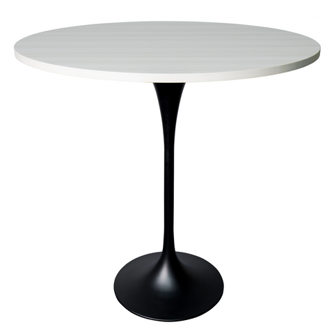 Verve Bar Height Dining Table with Round MDF/Sintered Stone/Resin Top & Black Stainless Steel Base