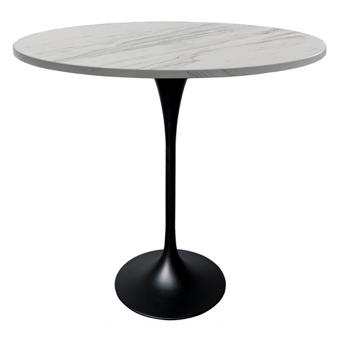 Verve Bar Height Dining Table with Round MDF/Sintered Stone/Resin Top & Black Stainless Steel Base