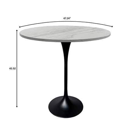 Verve Bar Height Dining Table with Round MDF/Sintered Stone/Resin Top & Black Stainless Steel Base