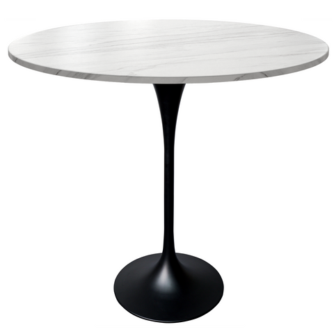 Verve Bar Height Dining Table with Round MDF/Sintered Stone/Resin Top & Black Stainless Steel Base