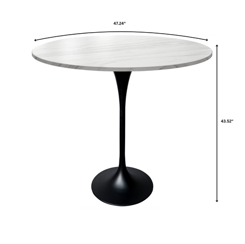 Verve Bar Height Dining Table with Round MDF/Sintered Stone/Resin Top & Black Stainless Steel Base
