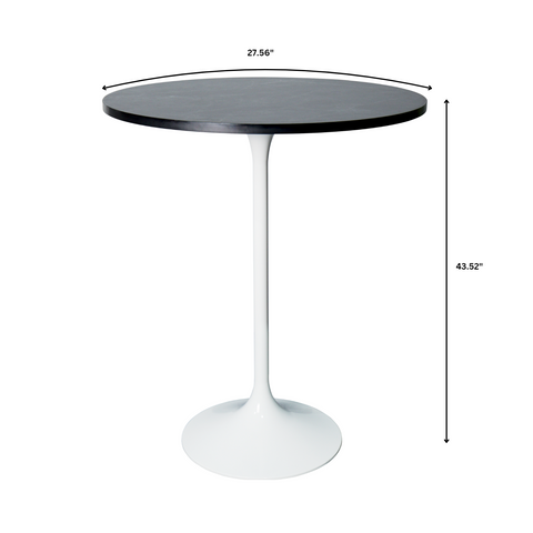 Verve Bar Height Dining Table with Round MDF/Sintered Stone/Resin Top and White Stainless Steel Pedestal Base