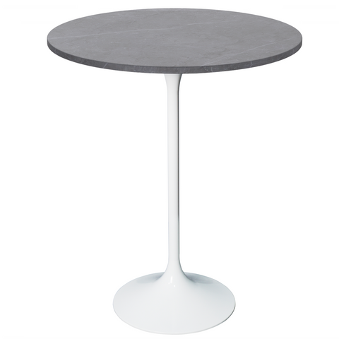 Verve Bar Height Dining Table with Round MDF/Sintered Stone/Resin Top and White Stainless Steel Pedestal Base
