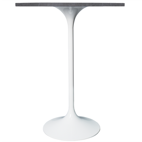 Verve Bar Height Dining Table with Round MDF/Sintered Stone/Resin Top and White Stainless Steel Pedestal Base