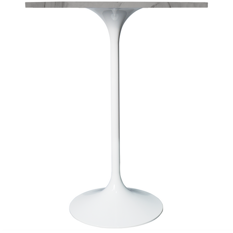 Verve Bar Height Dining Table with Round MDF/Sintered Stone/Resin Top and White Stainless Steel Pedestal Base