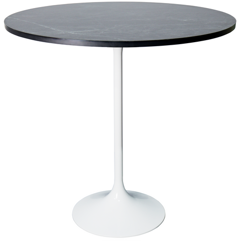 Verve Bar Height Dining Table with Round MDF/Sintered Stone/Resin Top and White Stainless Steel Pedestal Base