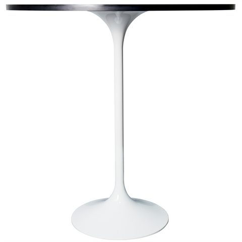Verve Bar Height Dining Table with Round MDF/Sintered Stone/Resin Top and White Stainless Steel Pedestal Base