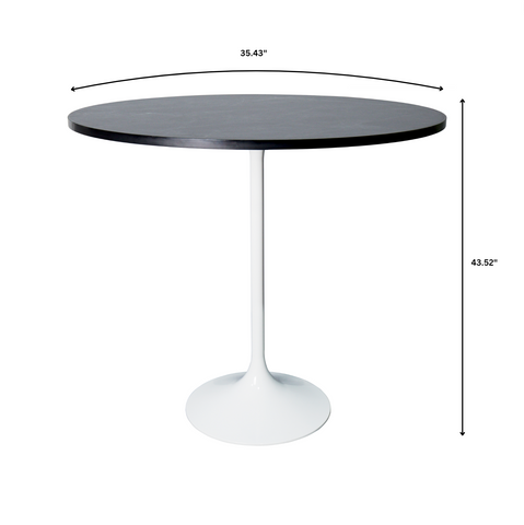 Verve Bar Height Dining Table with Round MDF/Sintered Stone/Resin Top and White Stainless Steel Pedestal Base