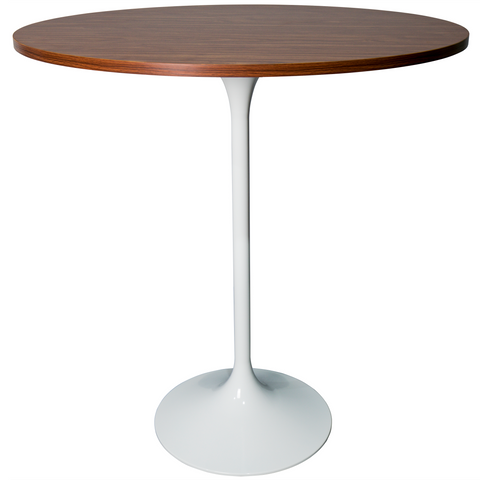 Verve Bar Height Dining Table with Round MDF/Sintered Stone/Resin Top and White Stainless Steel Pedestal Base