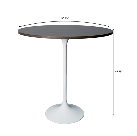 Verve Bar Height Dining Table with Round MDF/Sintered Stone/Resin Top and White Stainless Steel Pedestal Base