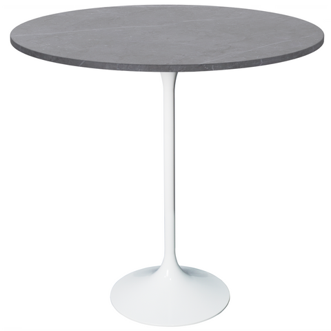 Verve Bar Height Dining Table with Round MDF/Sintered Stone/Resin Top and White Stainless Steel Pedestal Base
