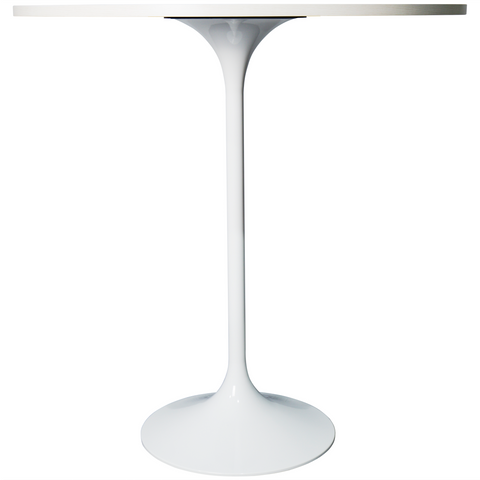 Verve Bar Height Dining Table with Round MDF/Sintered Stone/Resin Top and White Stainless Steel Pedestal Base