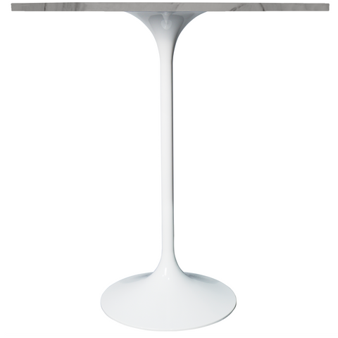 Verve Bar Height Dining Table with Round MDF/Sintered Stone/Resin Top and White Stainless Steel Pedestal Base