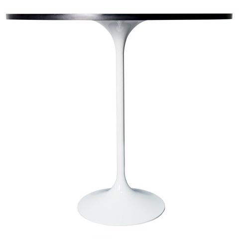 Verve Bar Height Dining Table with Round MDF/Sintered Stone/Resin Top and White Stainless Steel Pedestal Base