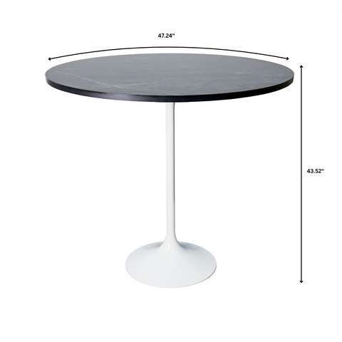 Verve Bar Height Dining Table with Round MDF/Sintered Stone/Resin Top and White Stainless Steel Pedestal Base