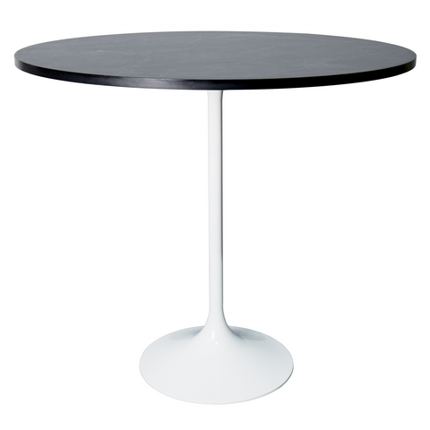 Verve Bar Height Dining Table with Round MDF/Sintered Stone/Resin Top and White Stainless Steel Pedestal Base