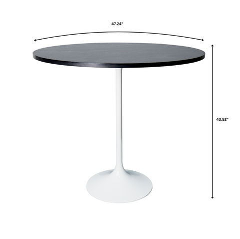 Verve Bar Height Dining Table with Round MDF/Sintered Stone/Resin Top and White Stainless Steel Pedestal Base