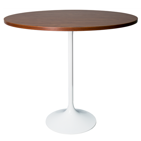 Verve Bar Height Dining Table with Round MDF/Sintered Stone/Resin Top and White Stainless Steel Pedestal Base