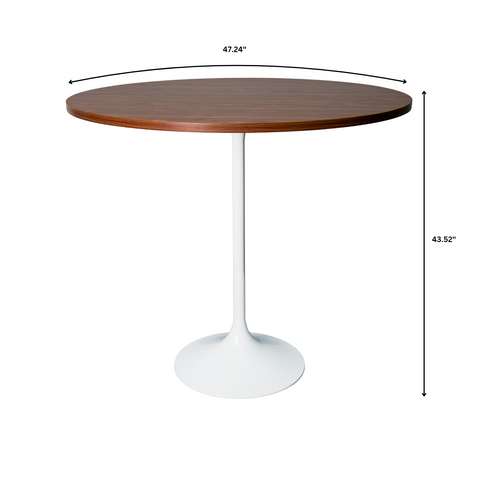 Verve Bar Height Dining Table with Round MDF/Sintered Stone/Resin Top and White Stainless Steel Pedestal Base