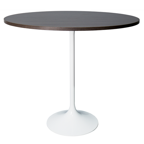 Verve Bar Height Dining Table with Round MDF/Sintered Stone/Resin Top and White Stainless Steel Pedestal Base