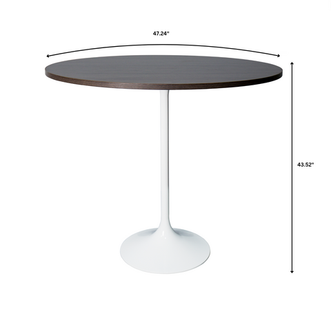 Verve Bar Height Dining Table with Round MDF/Sintered Stone/Resin Top and White Stainless Steel Pedestal Base