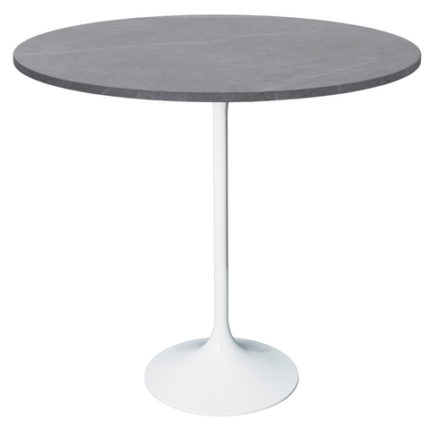 Verve Bar Height Dining Table with Round MDF/Sintered Stone/Resin Top and White Stainless Steel Pedestal Base