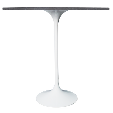 Verve Bar Height Dining Table with Round MDF/Sintered Stone/Resin Top and White Stainless Steel Pedestal Base