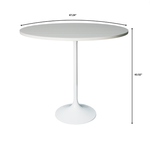 Verve Bar Height Dining Table with Round MDF/Sintered Stone/Resin Top and White Stainless Steel Pedestal Base
