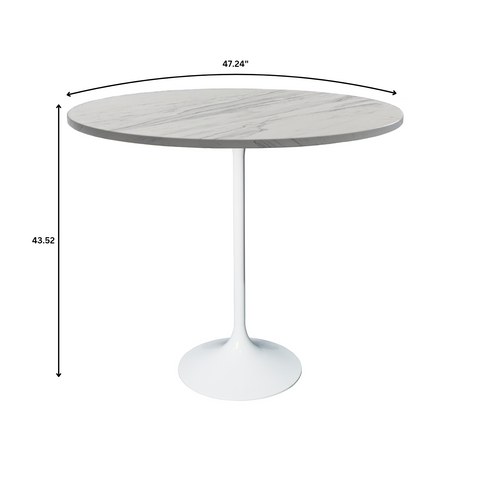 Verve Bar Height Dining Table with Round MDF/Sintered Stone/Resin Top and White Stainless Steel Pedestal Base