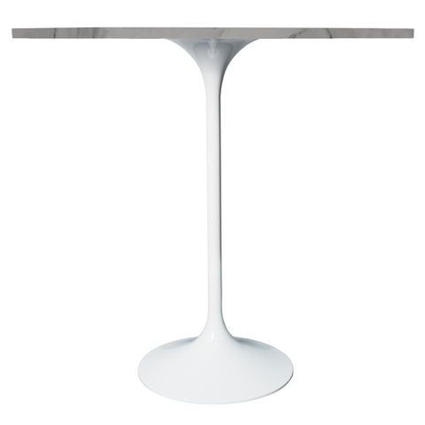 Verve Bar Height Dining Table with Round MDF/Sintered Stone/Resin Top and White Stainless Steel Pedestal Base