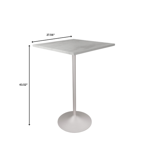 Verve Bar Height Dining Table with Square Resin Top and Black/Gold/White Stainless Steel Base